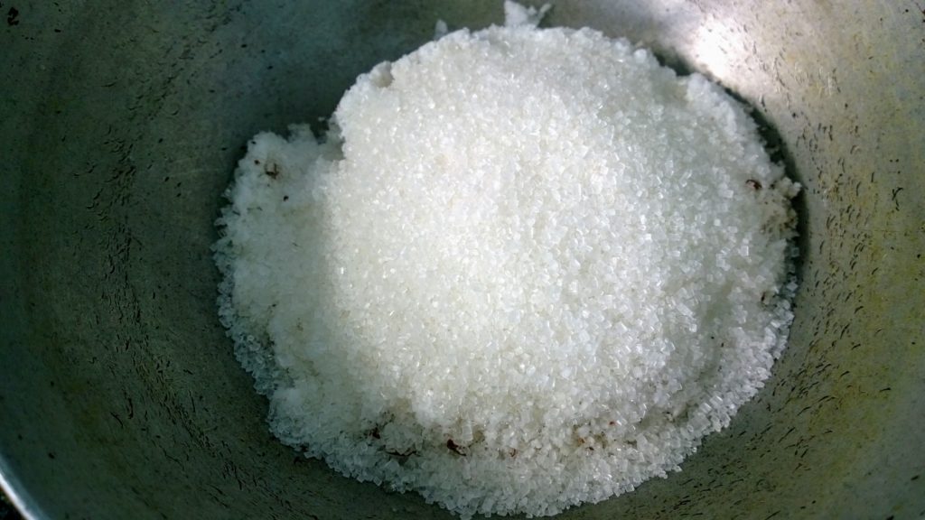 Grated coconut cooked with sugar