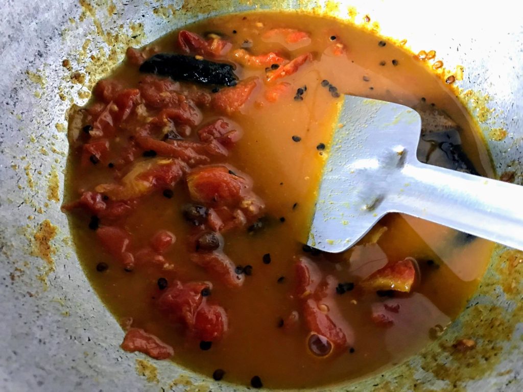 Tomato Chutney in making